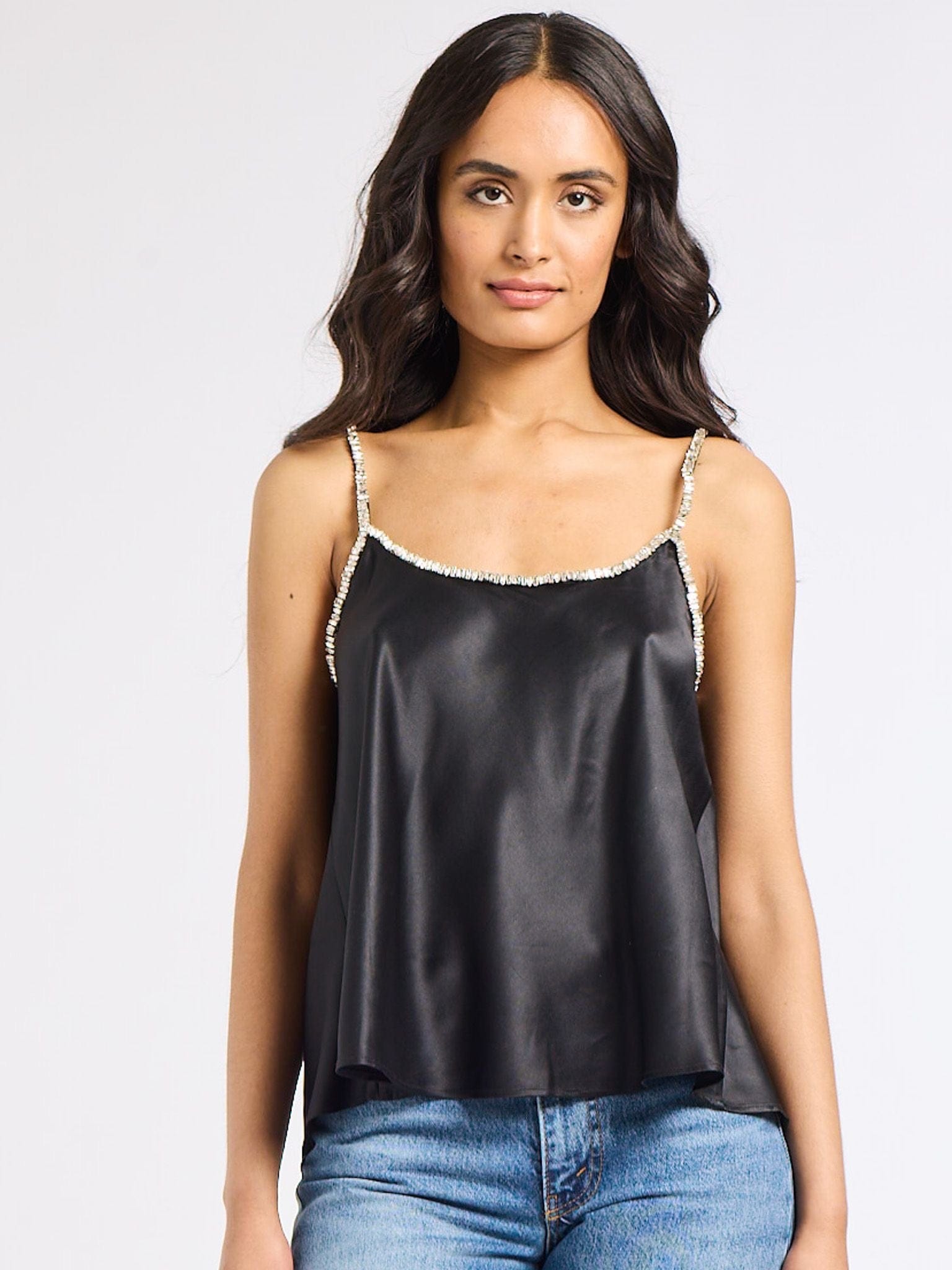 Mila Top in Black Satin