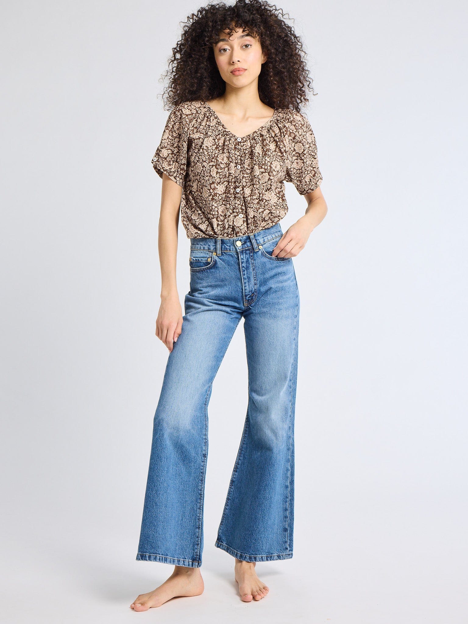 Naomi Top in Cocoa Floral