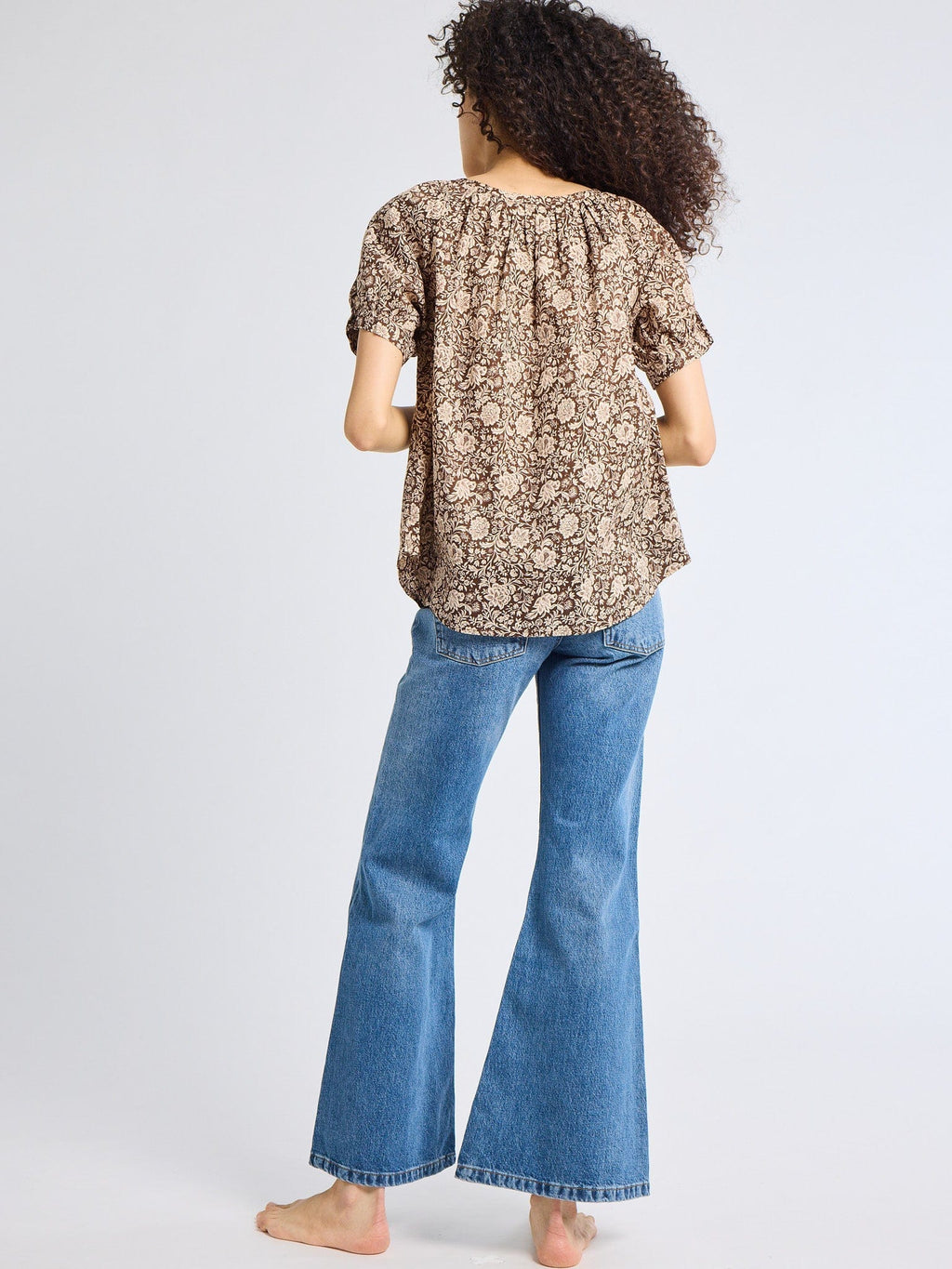 Naomi Top in Cocoa Floral