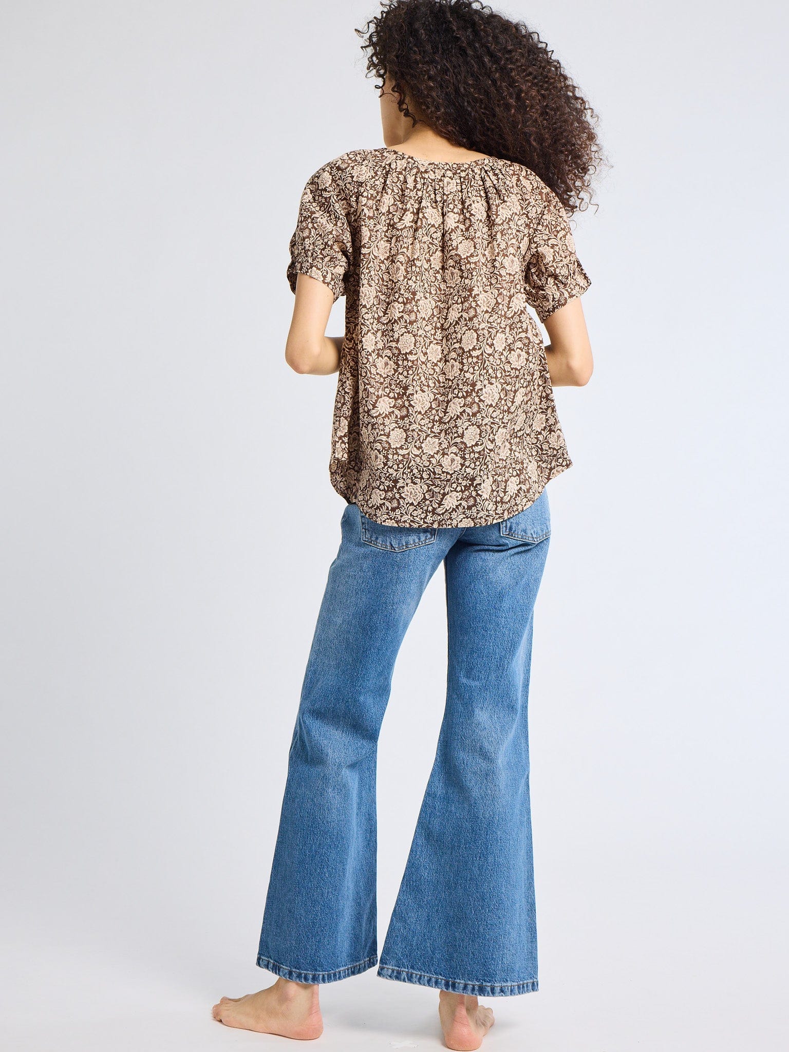 Naomi Top in Cocoa Floral