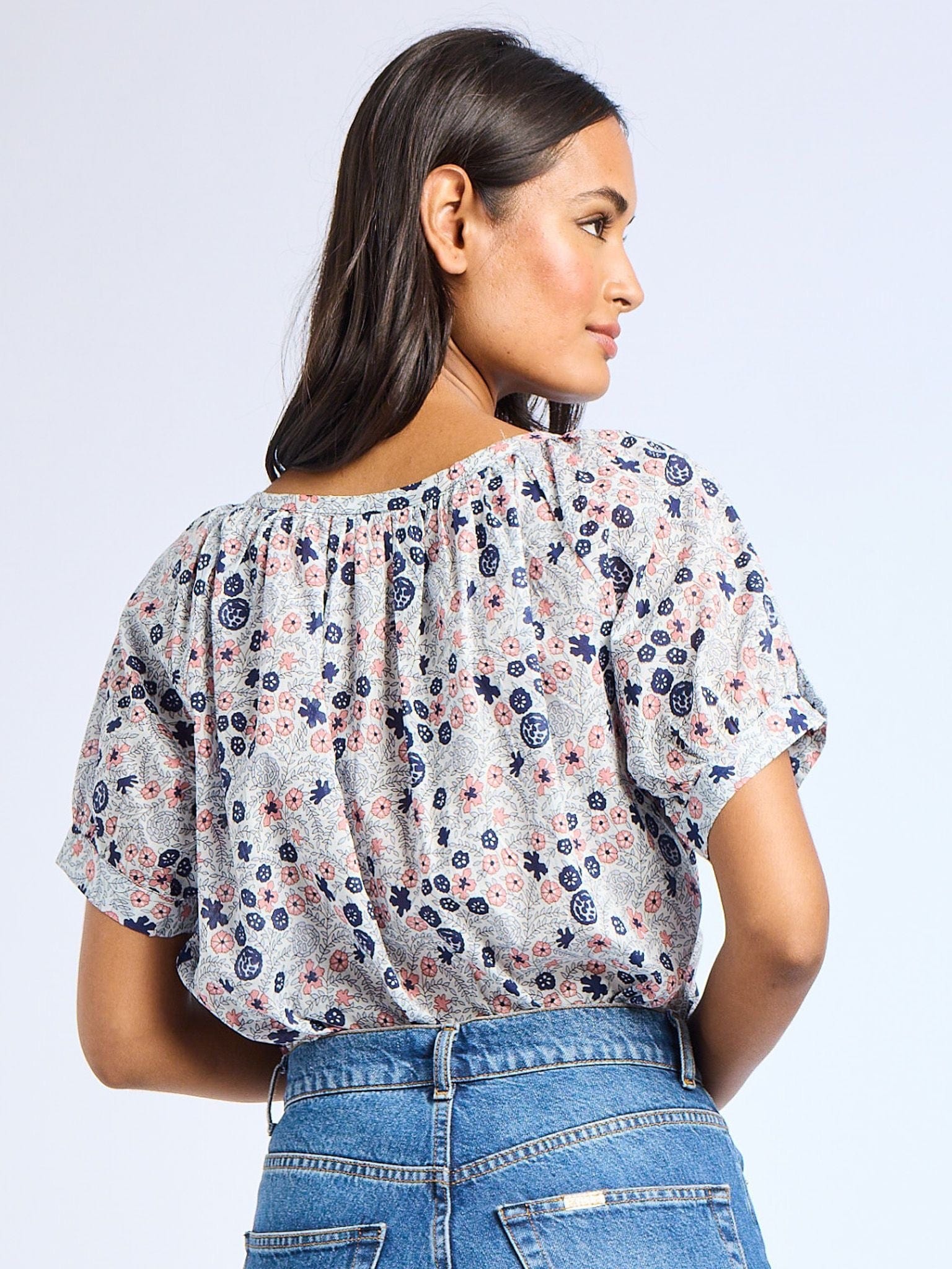Naomi Top in Navy Floral