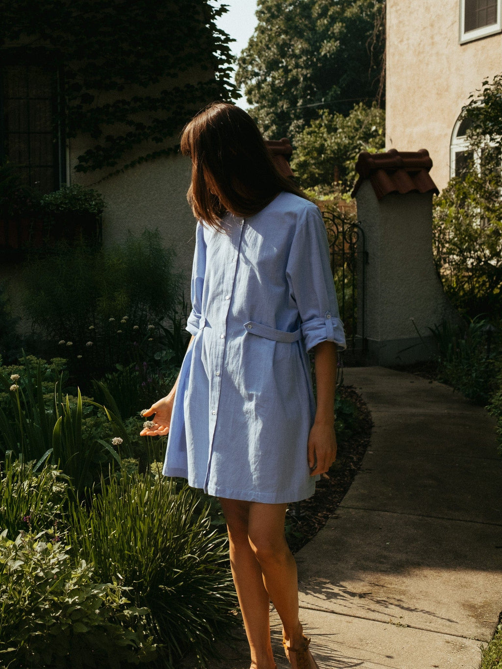 Noa Dress in Blue Oxford