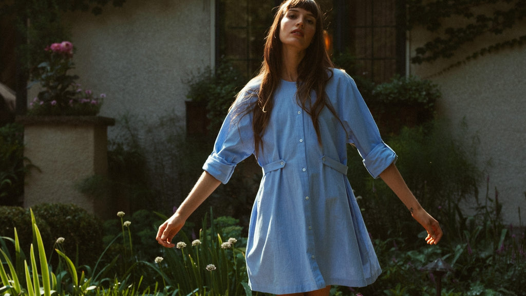 Noa Dress in Blue Oxford