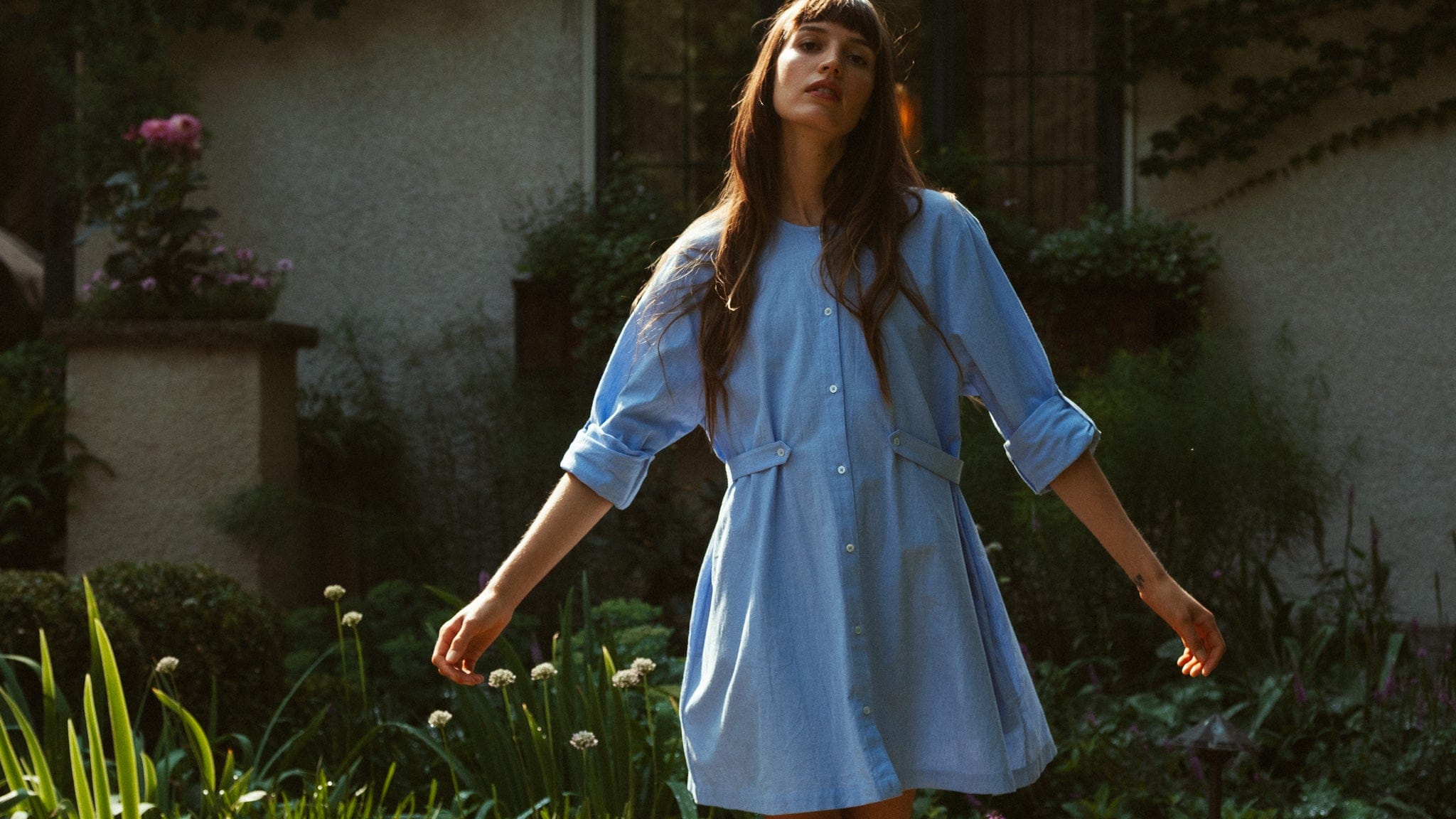 Noa Dress in Blue Oxford