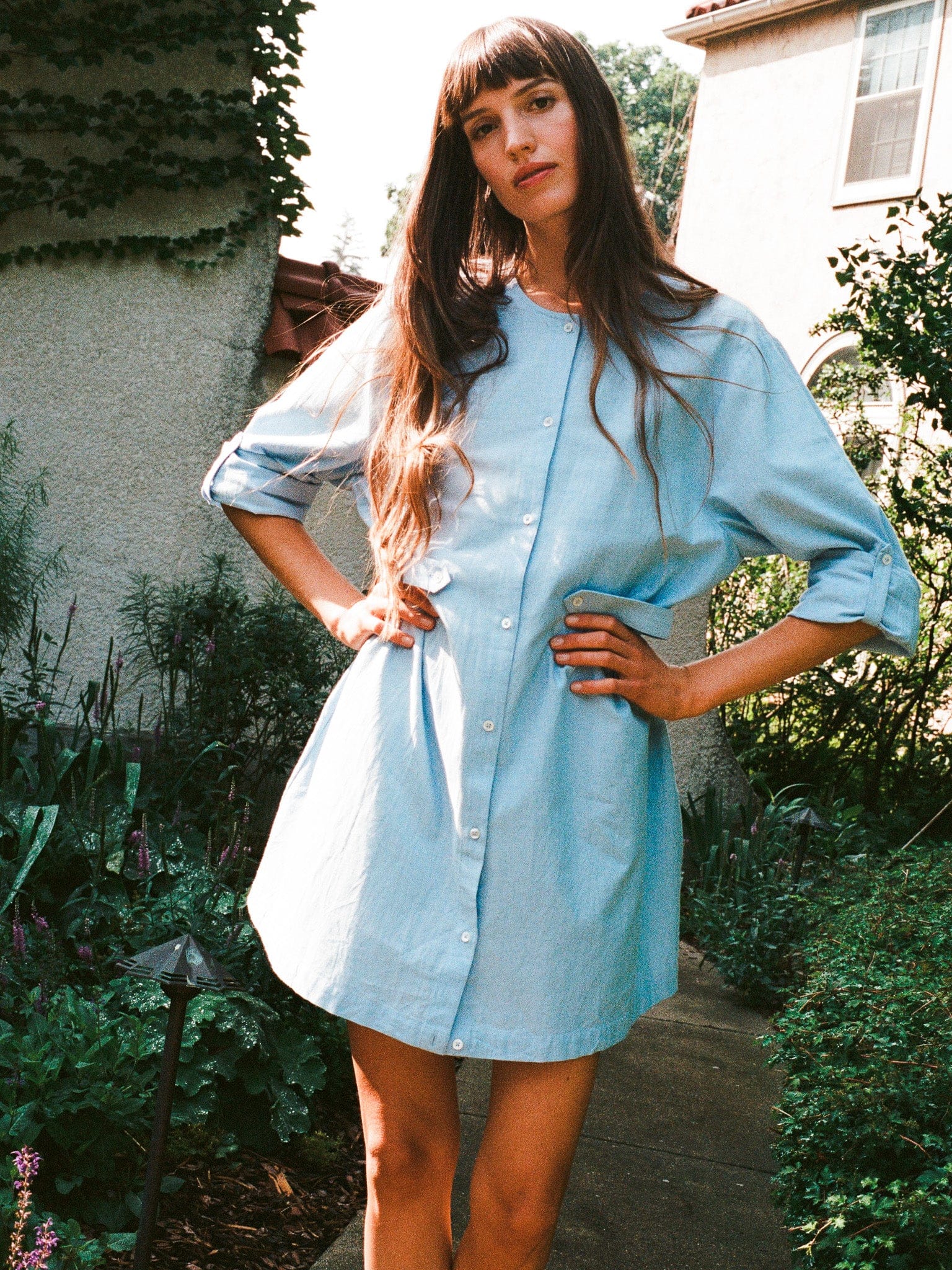 Noa Dress in Blue Oxford