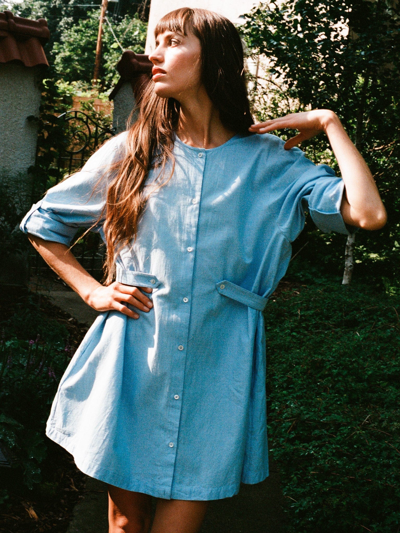 Noa Dress in Blue Oxford