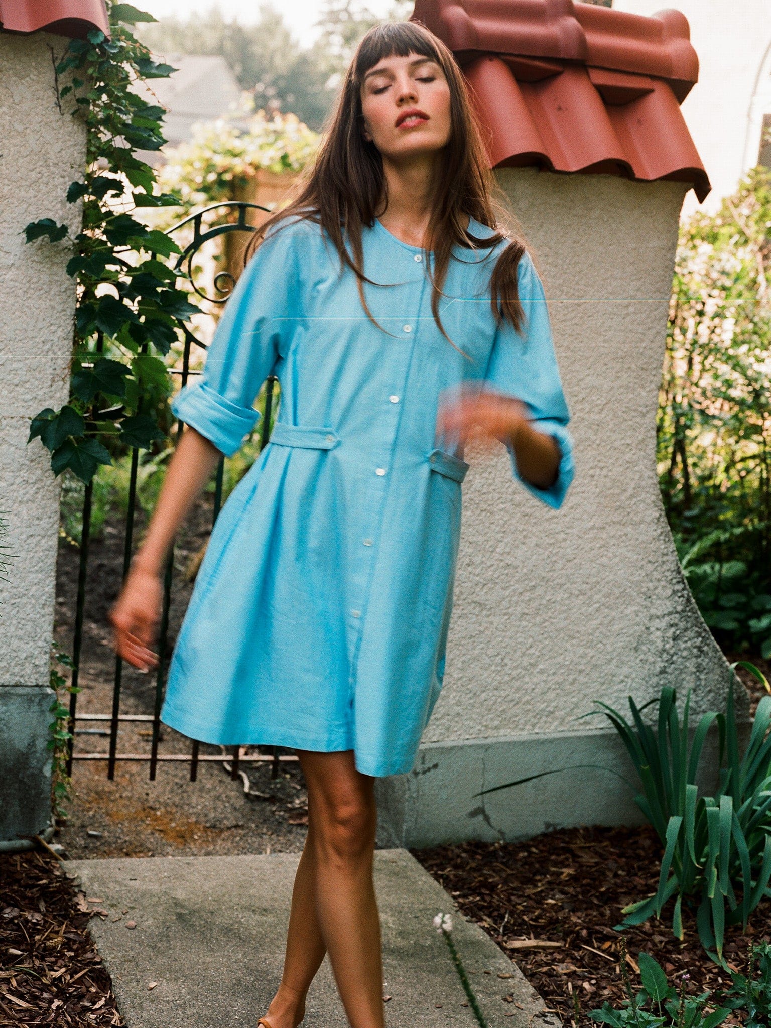 Noa Dress in Blue Oxford
