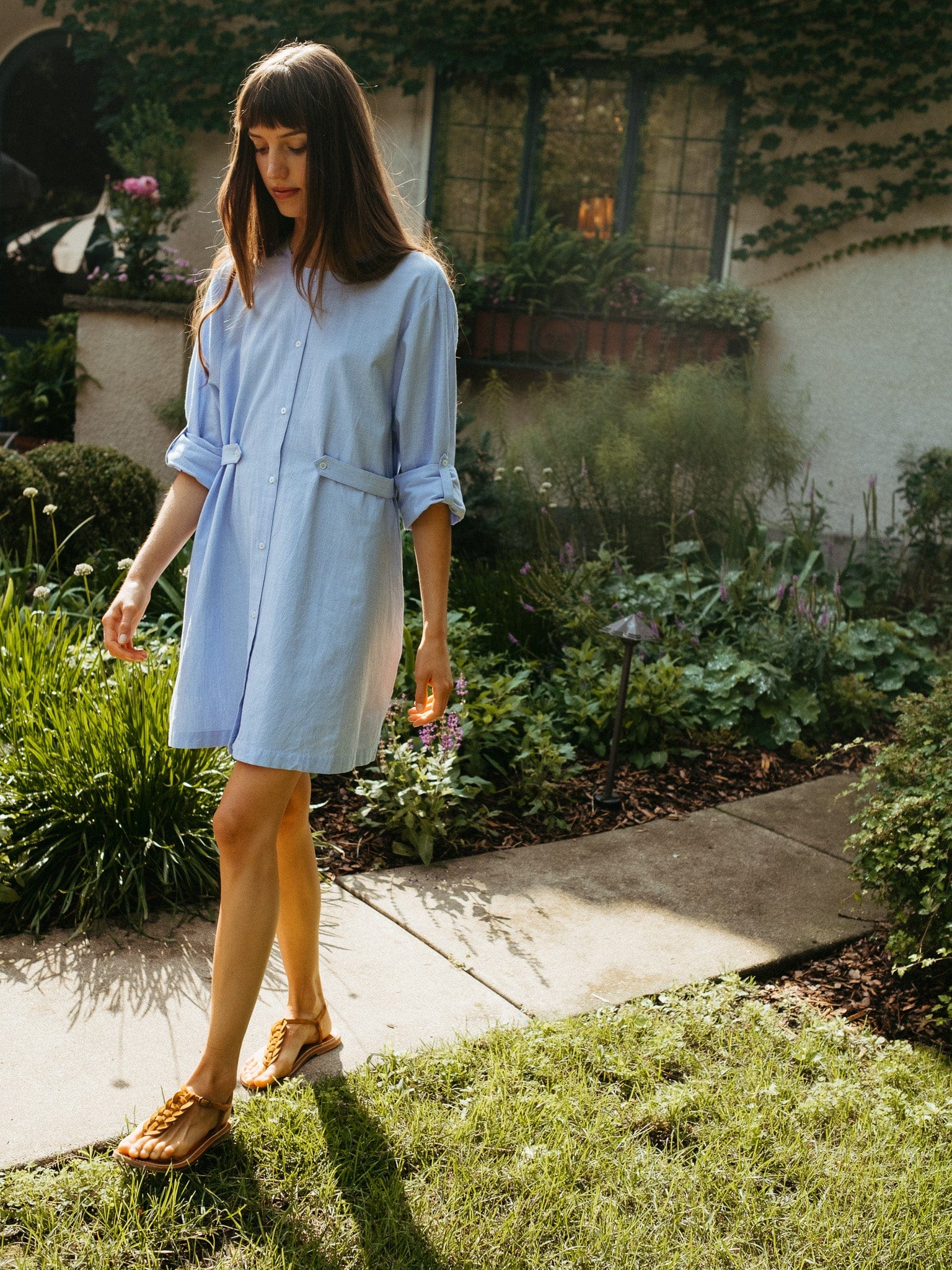 Noa Dress in Blue Oxford