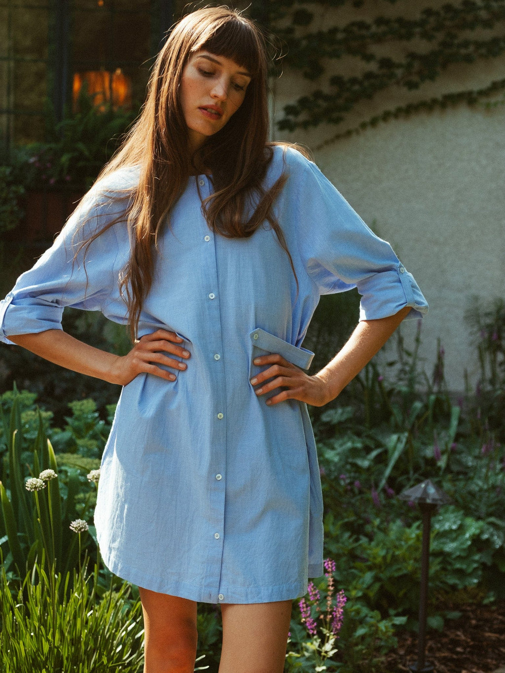 Noa Dress in Blue Oxford