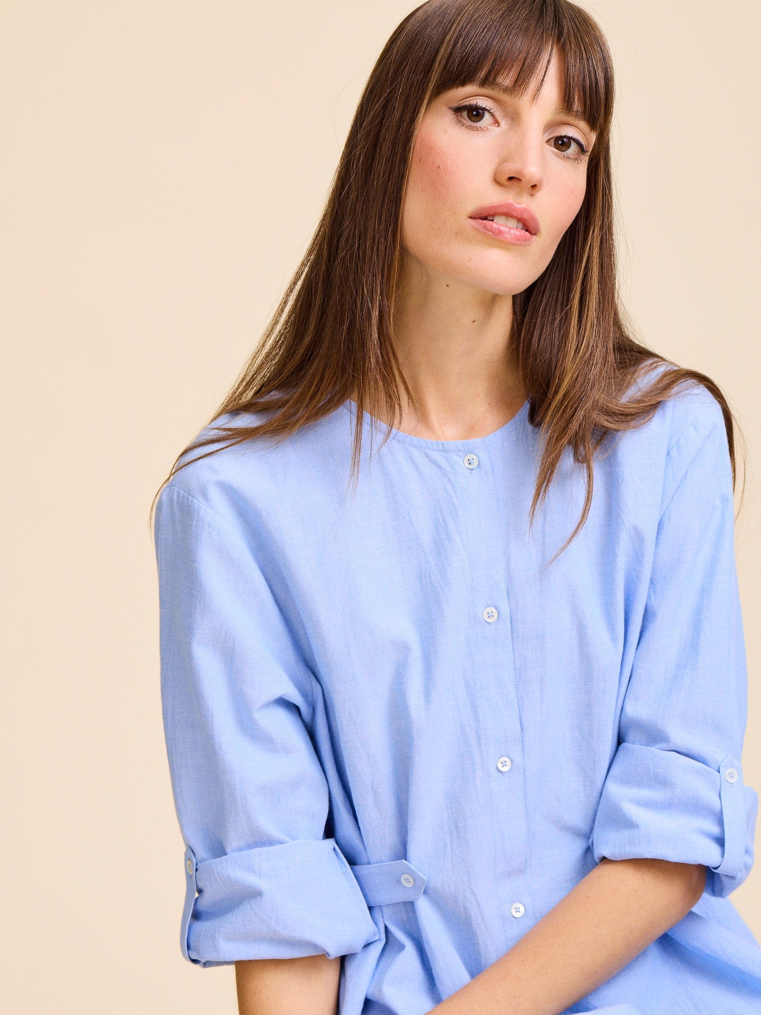 Noa Dress in Blue Oxford