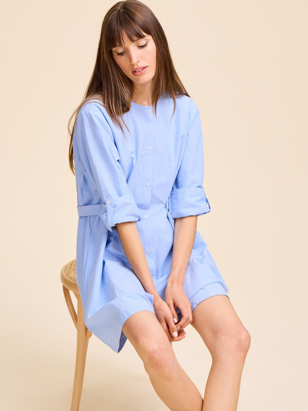 Noa Dress in Blue Oxford