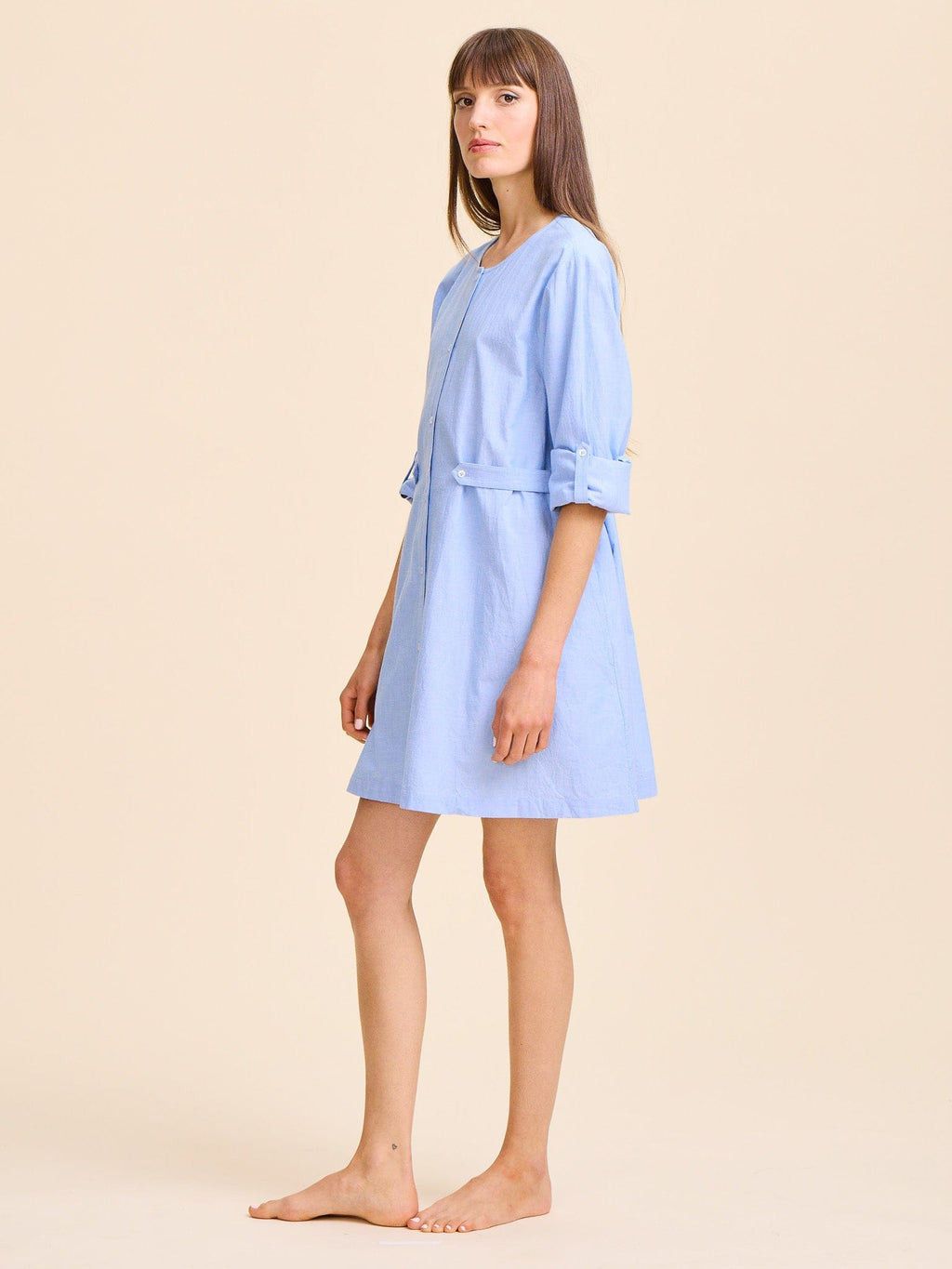 Noa Dress in Blue Oxford