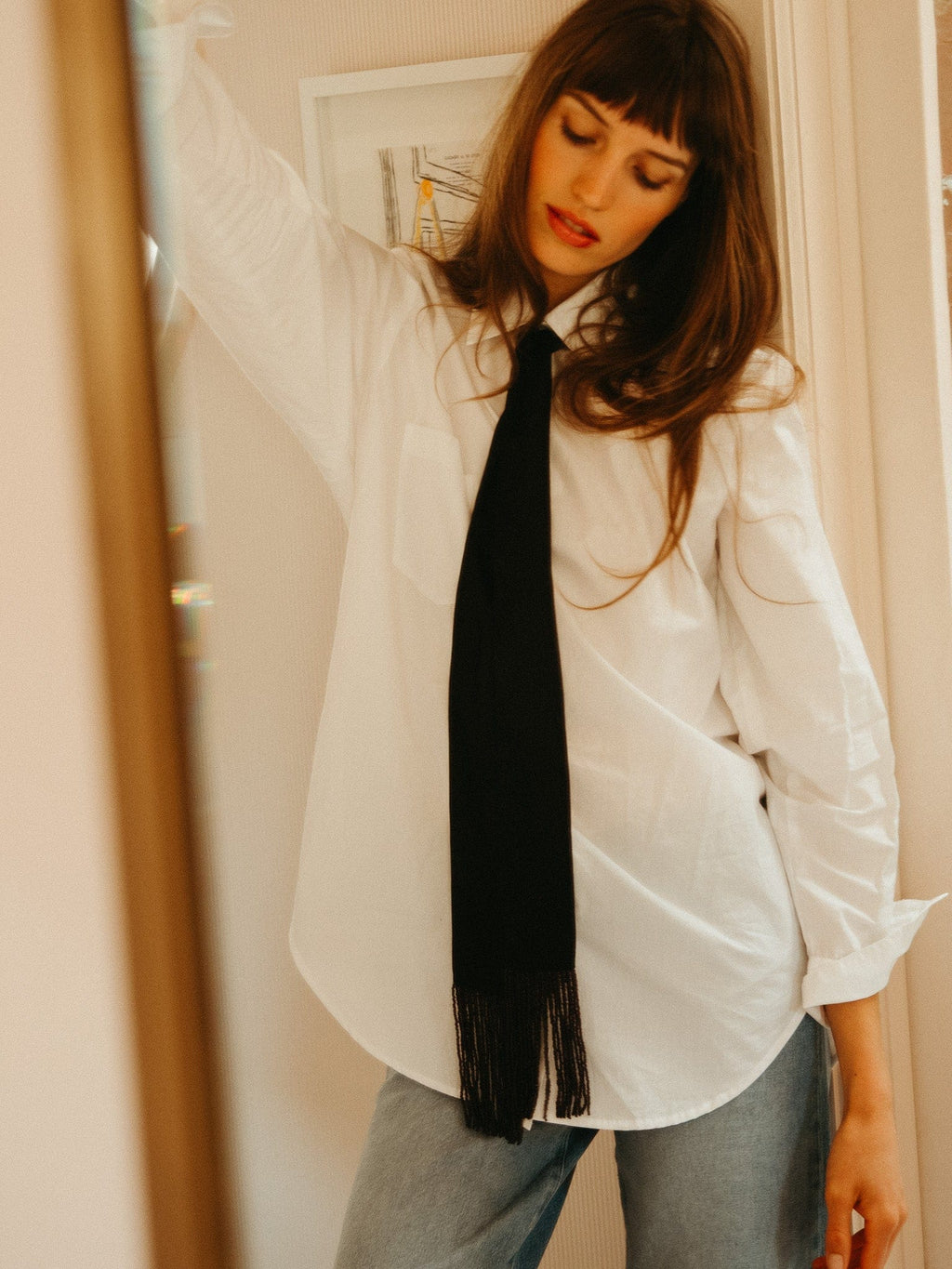 Suki Beaded Scarf in Black