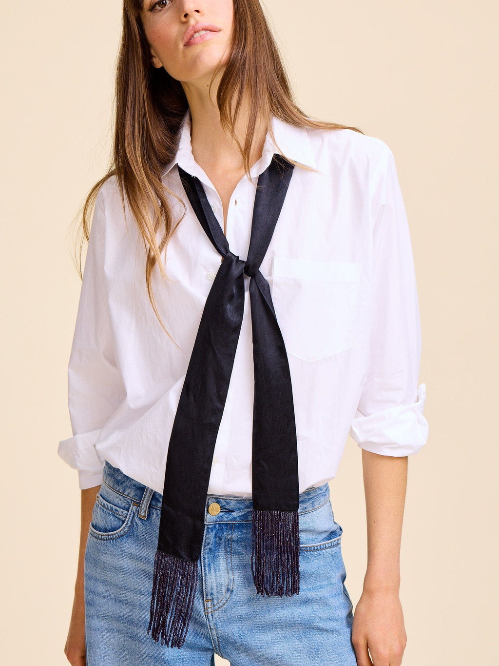 Suki Beaded Scarf in Black