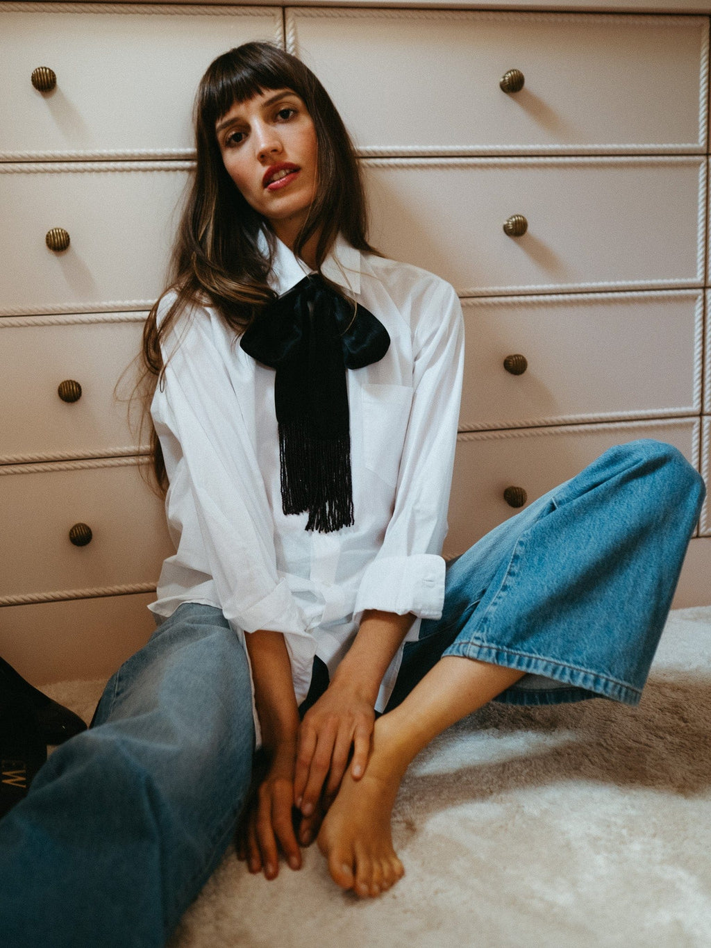 Suki Beaded Scarf in Black