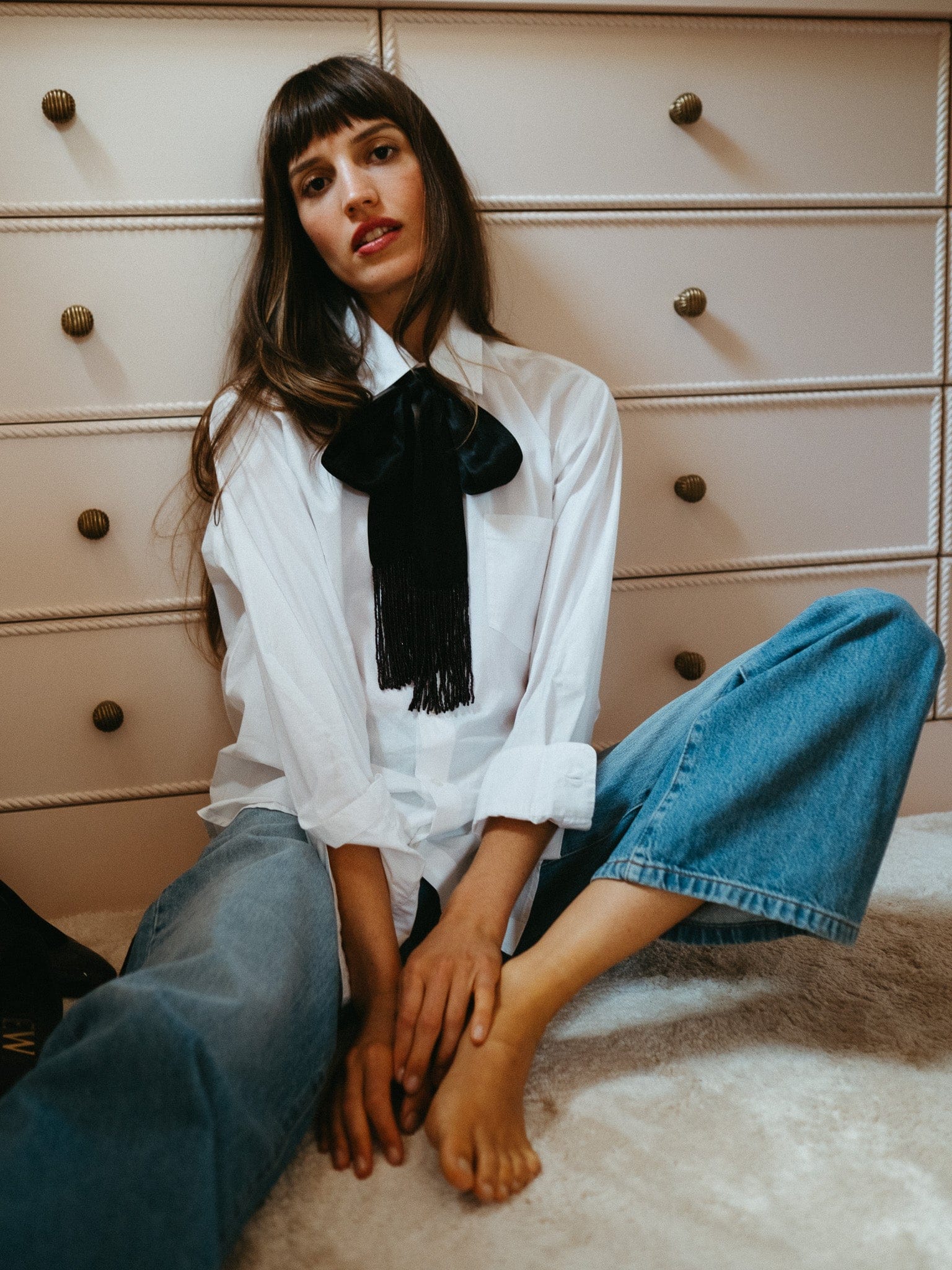 Suki Beaded Scarf in Black