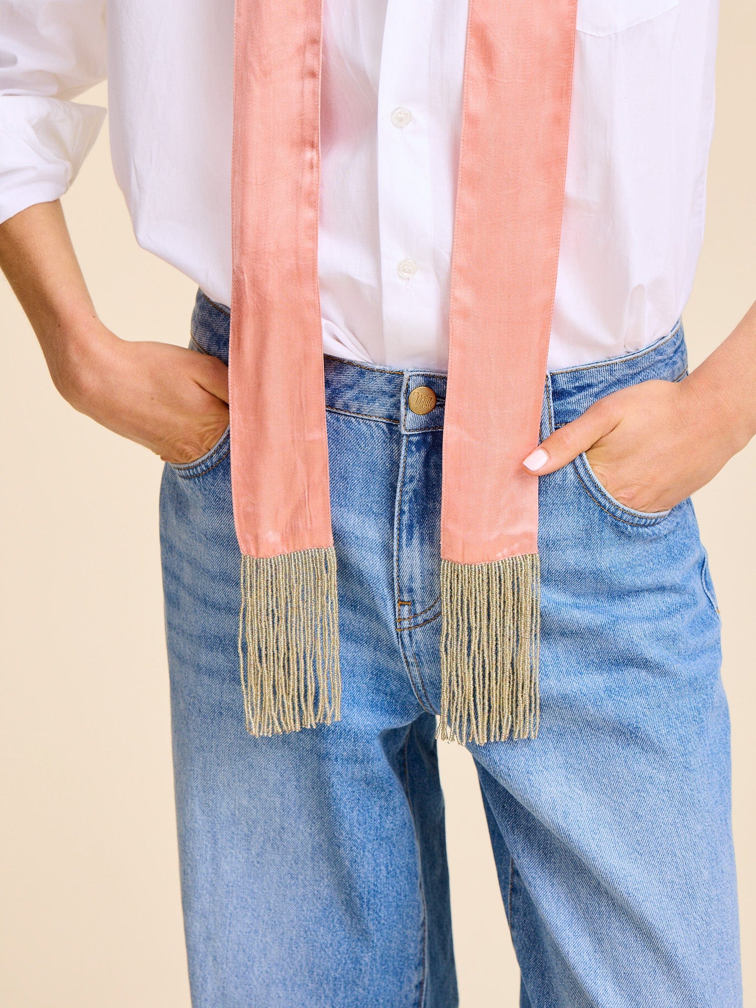 Suki Beaded Scarf in Blush