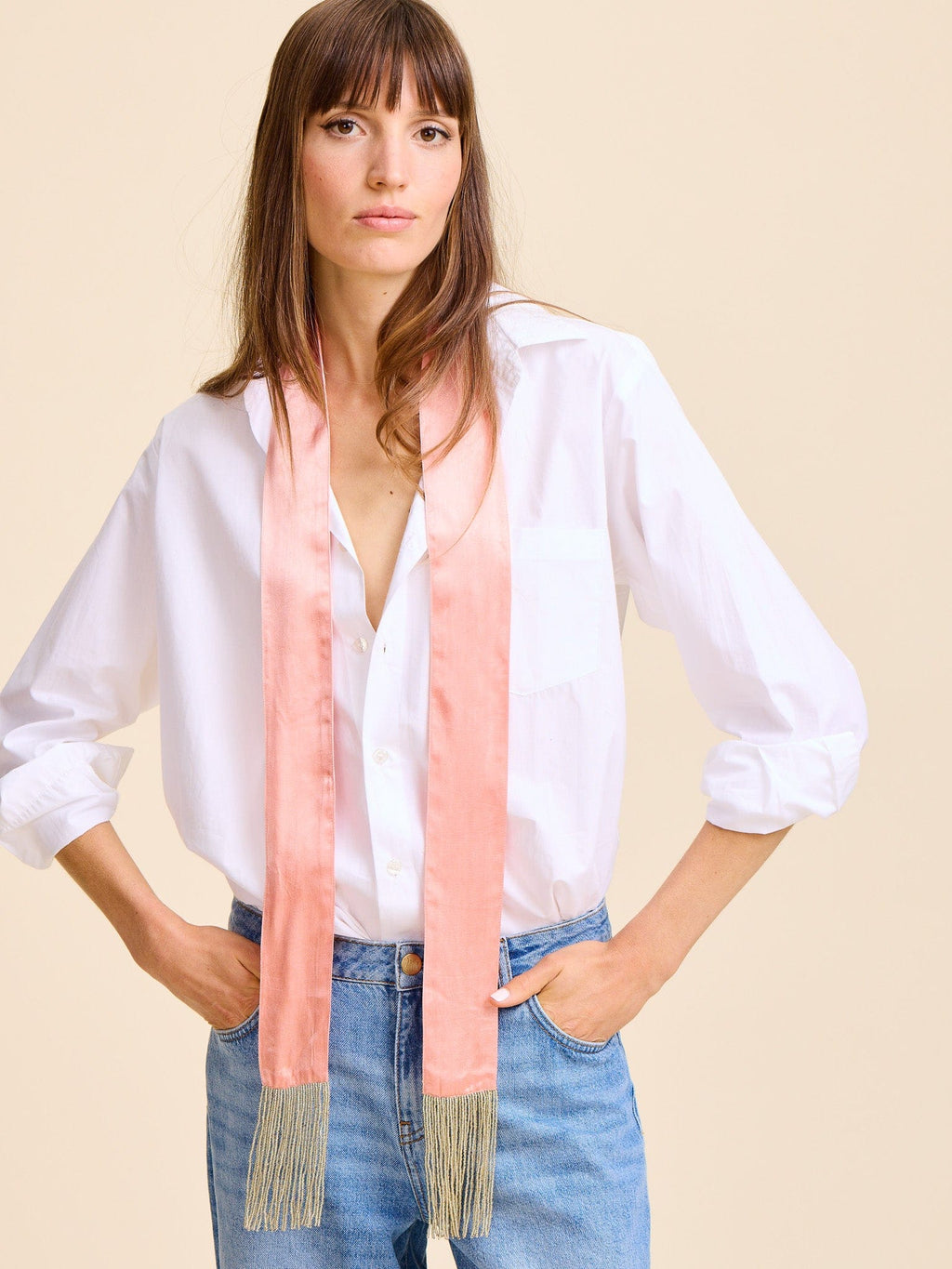 Suki Beaded Scarf in Blush