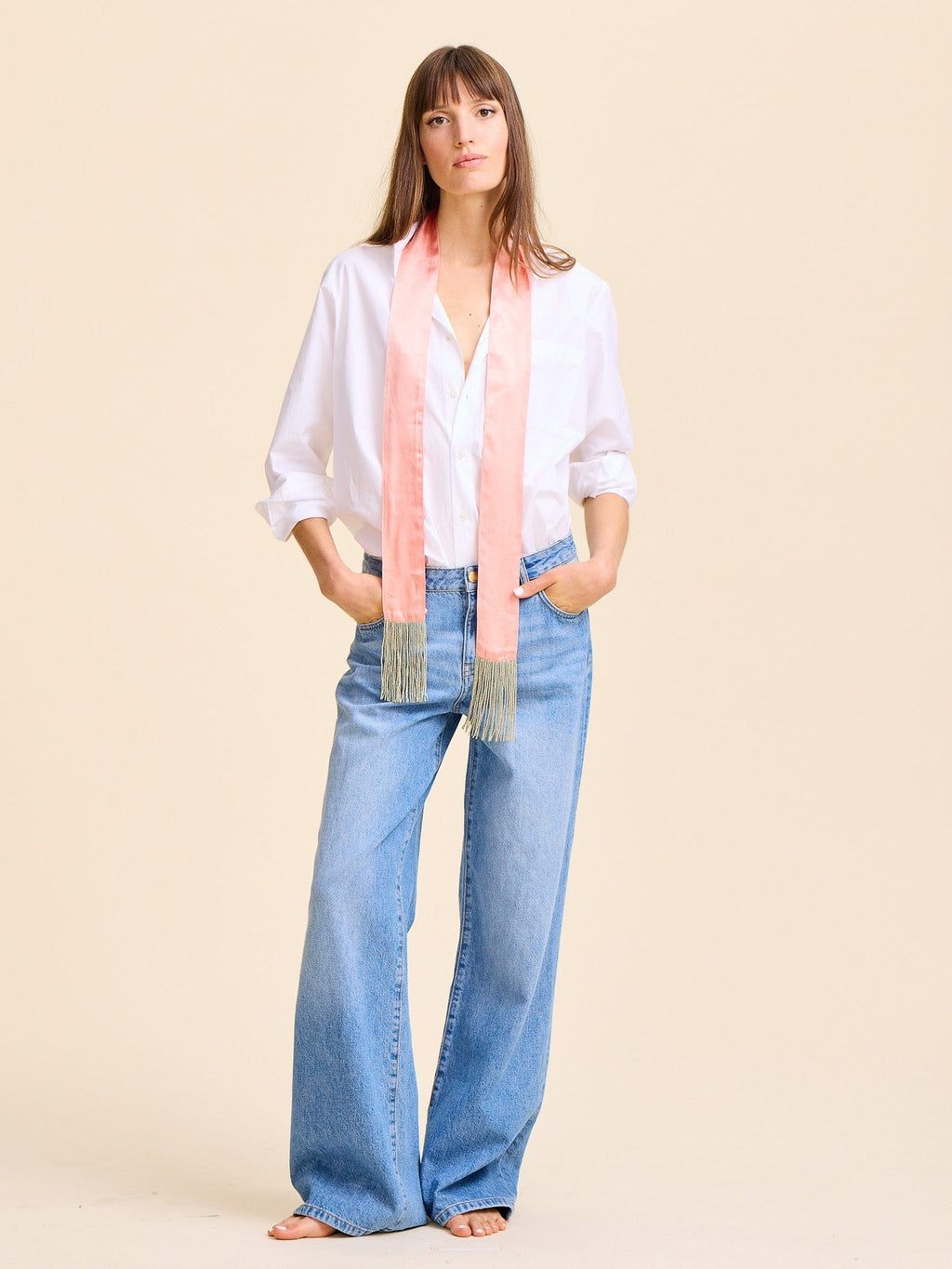 Suki Beaded Scarf in Blush