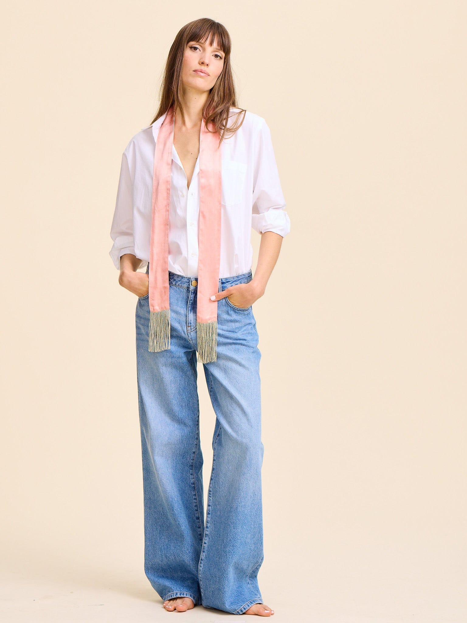 Suki Beaded Scarf in Blush