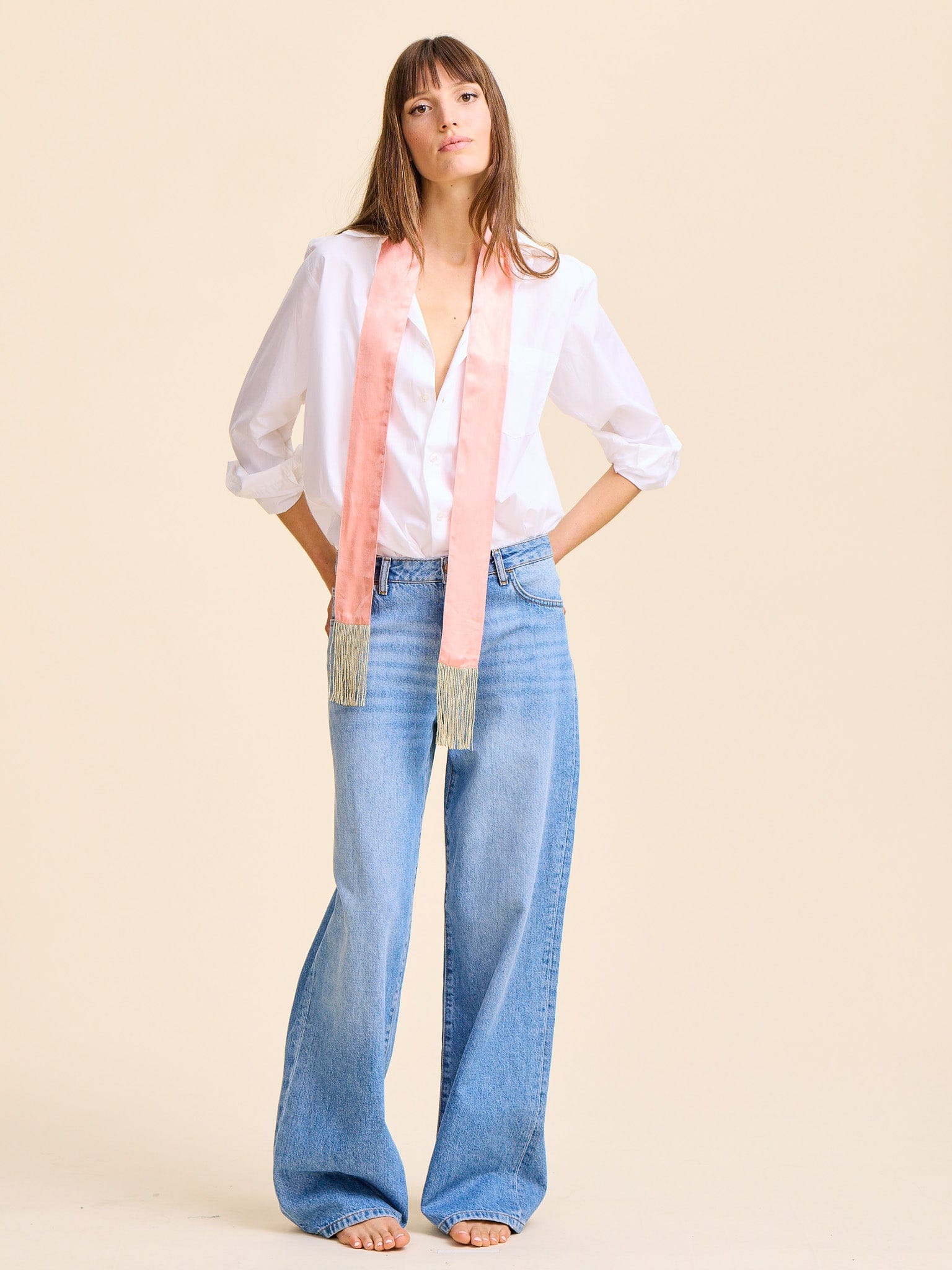 Suki Beaded Scarf in Blush