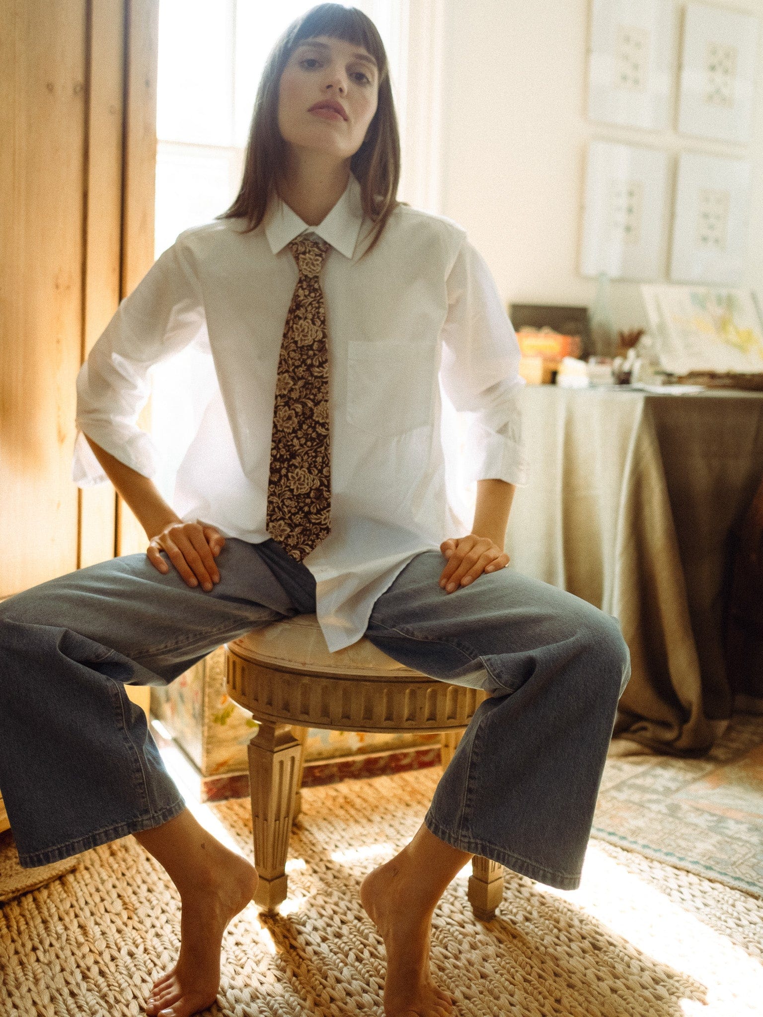 Zoe Necktie in Cocoa Floral