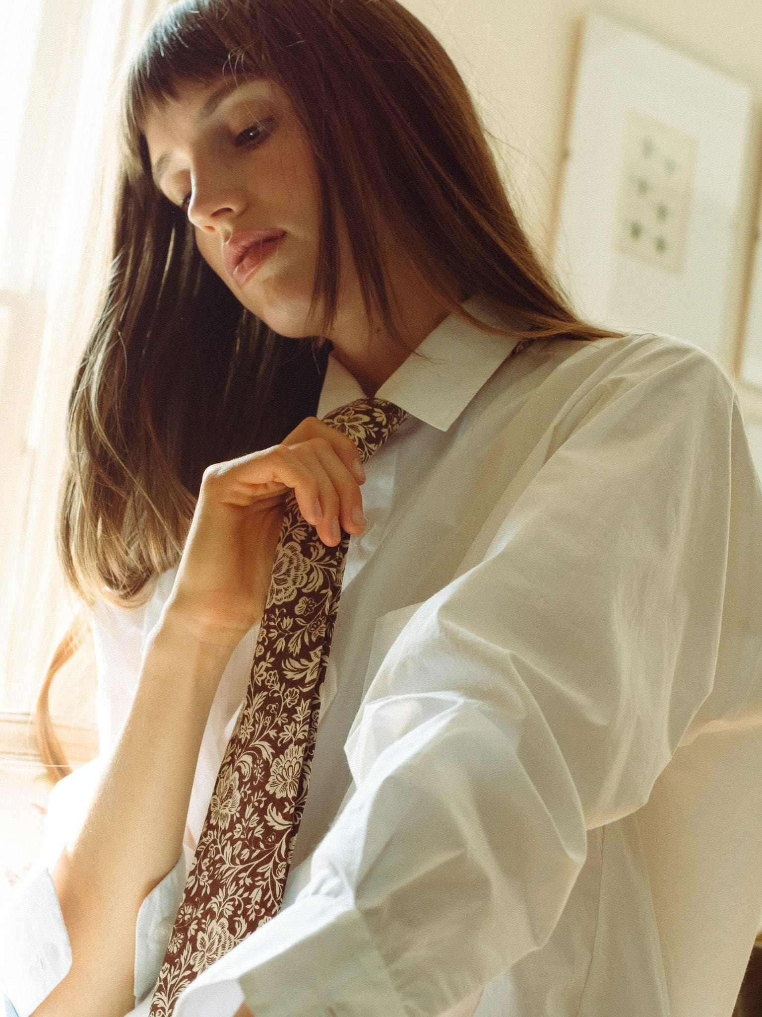 Zoe Necktie in Cocoa Floral