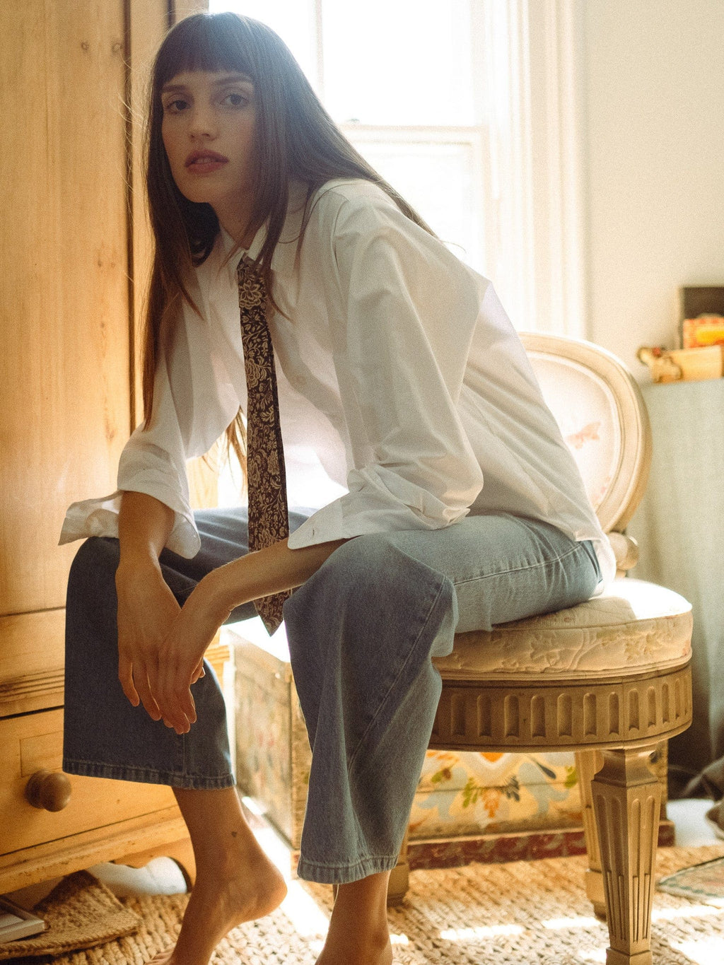 Zoe Necktie in Cocoa Floral