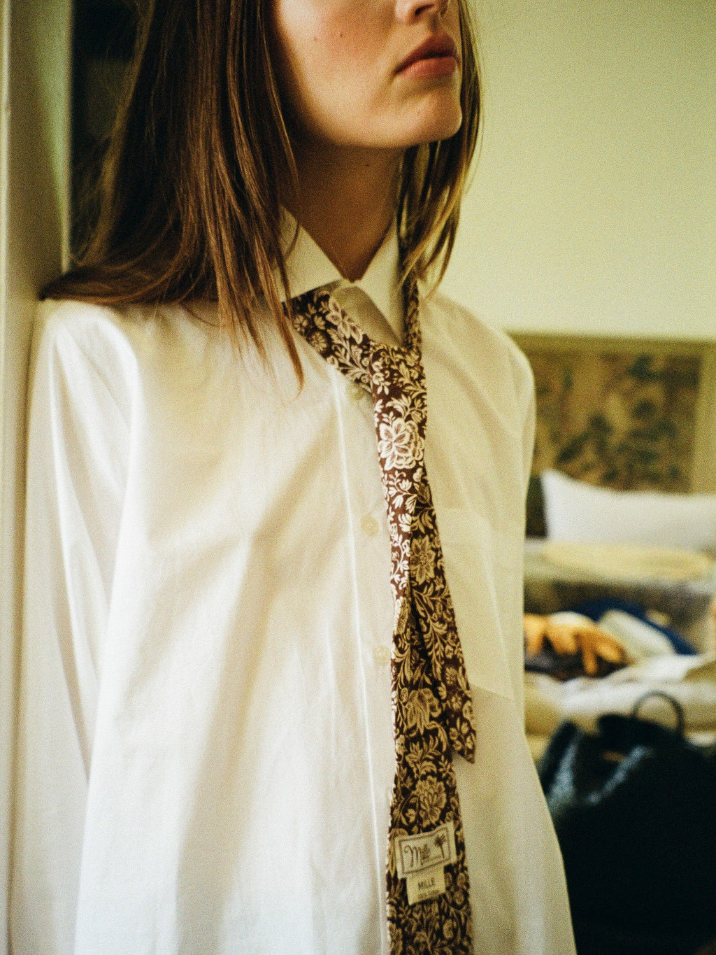 Zoe Necktie in Cocoa Floral