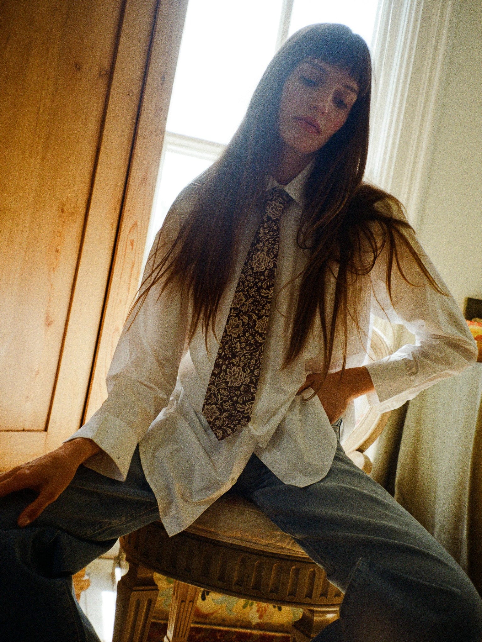 Zoe Necktie in Cocoa Floral
