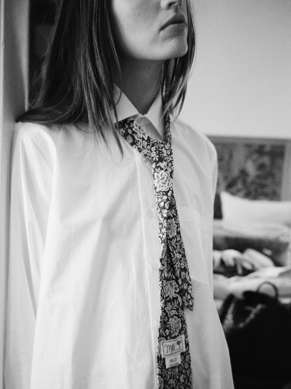 Zoe Necktie in Cocoa Floral