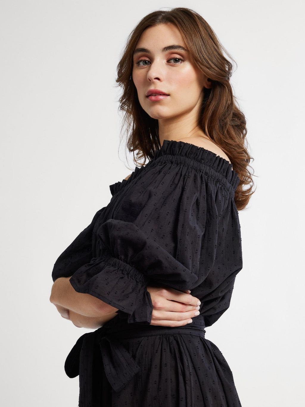 Paloma Dress in Black Swiss Dot