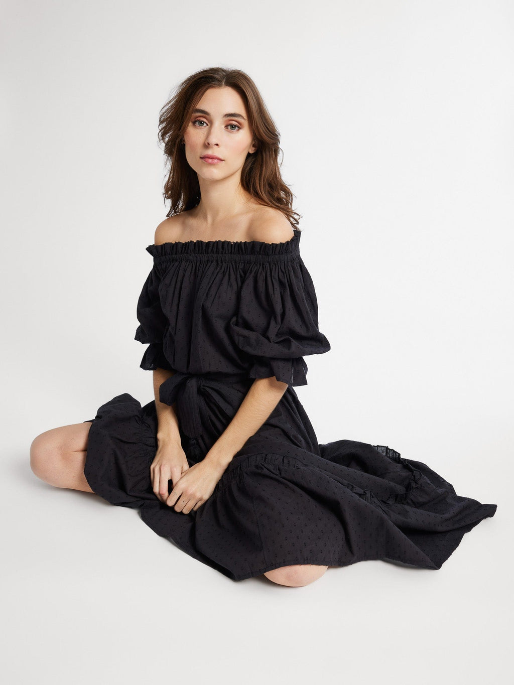 Paloma Dress in Black Swiss Dot