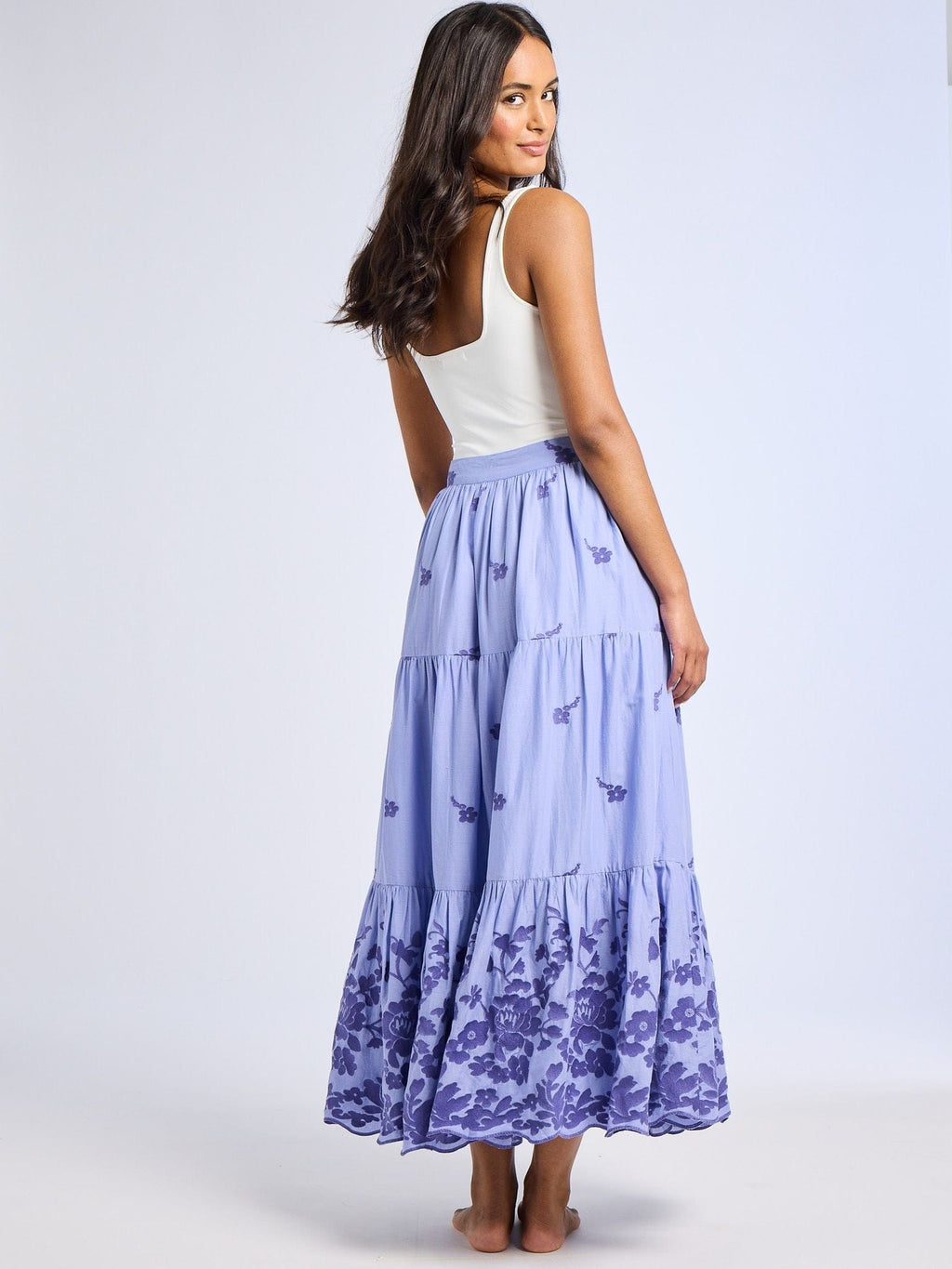 Paola Skirt in Periwinkle Embroidery