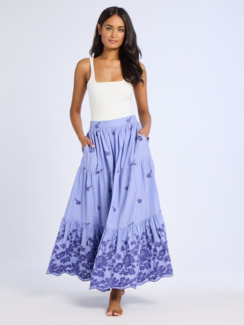Paola Skirt in Periwinkle Embroidery