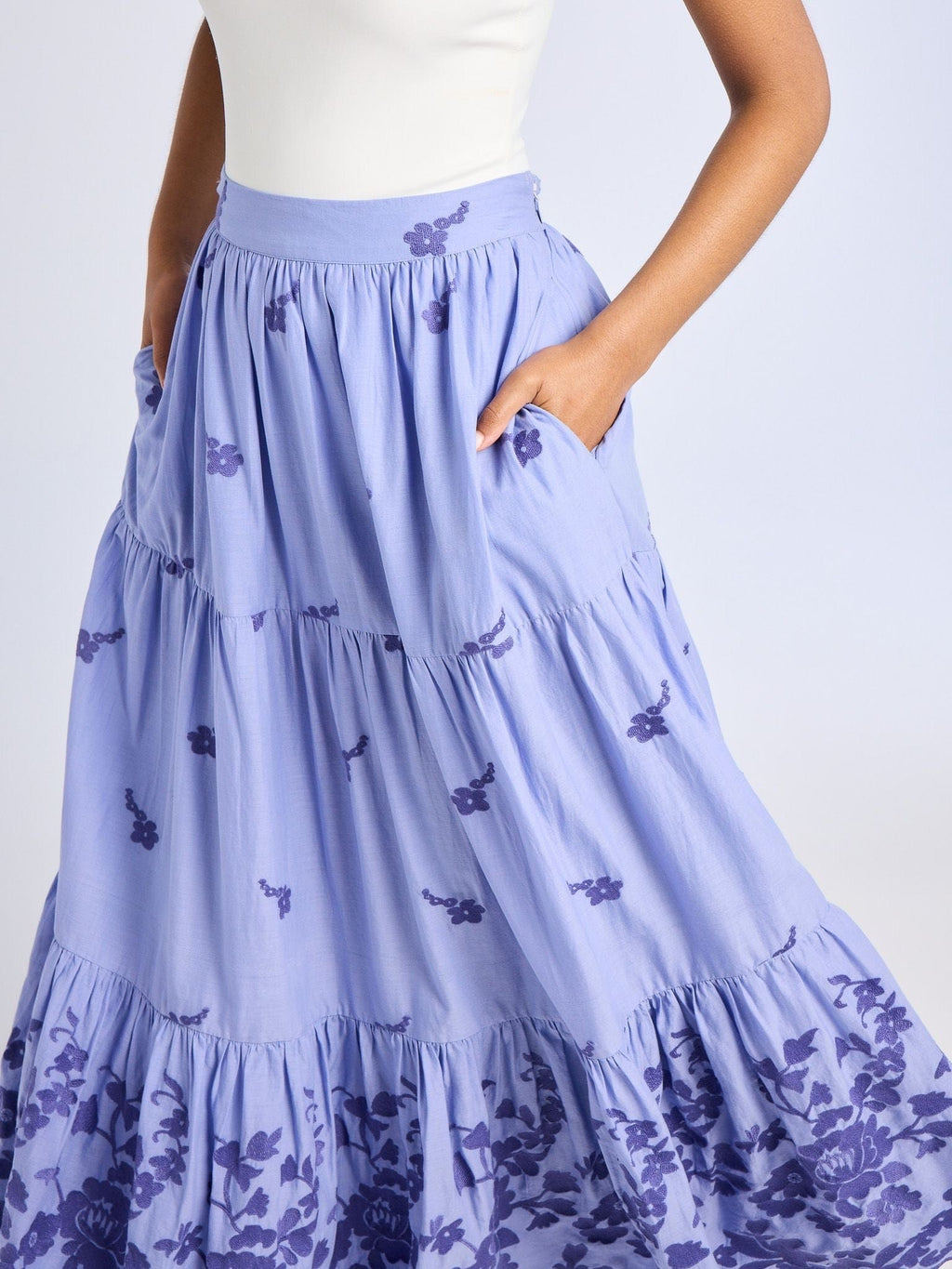 Paola Skirt in Periwinkle Embroidery