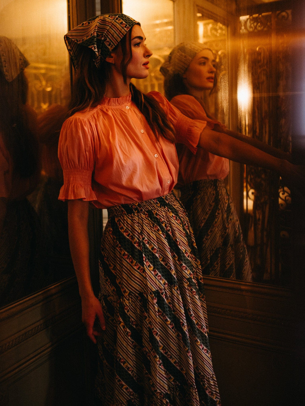 Paola Skirt in Rose Stripe