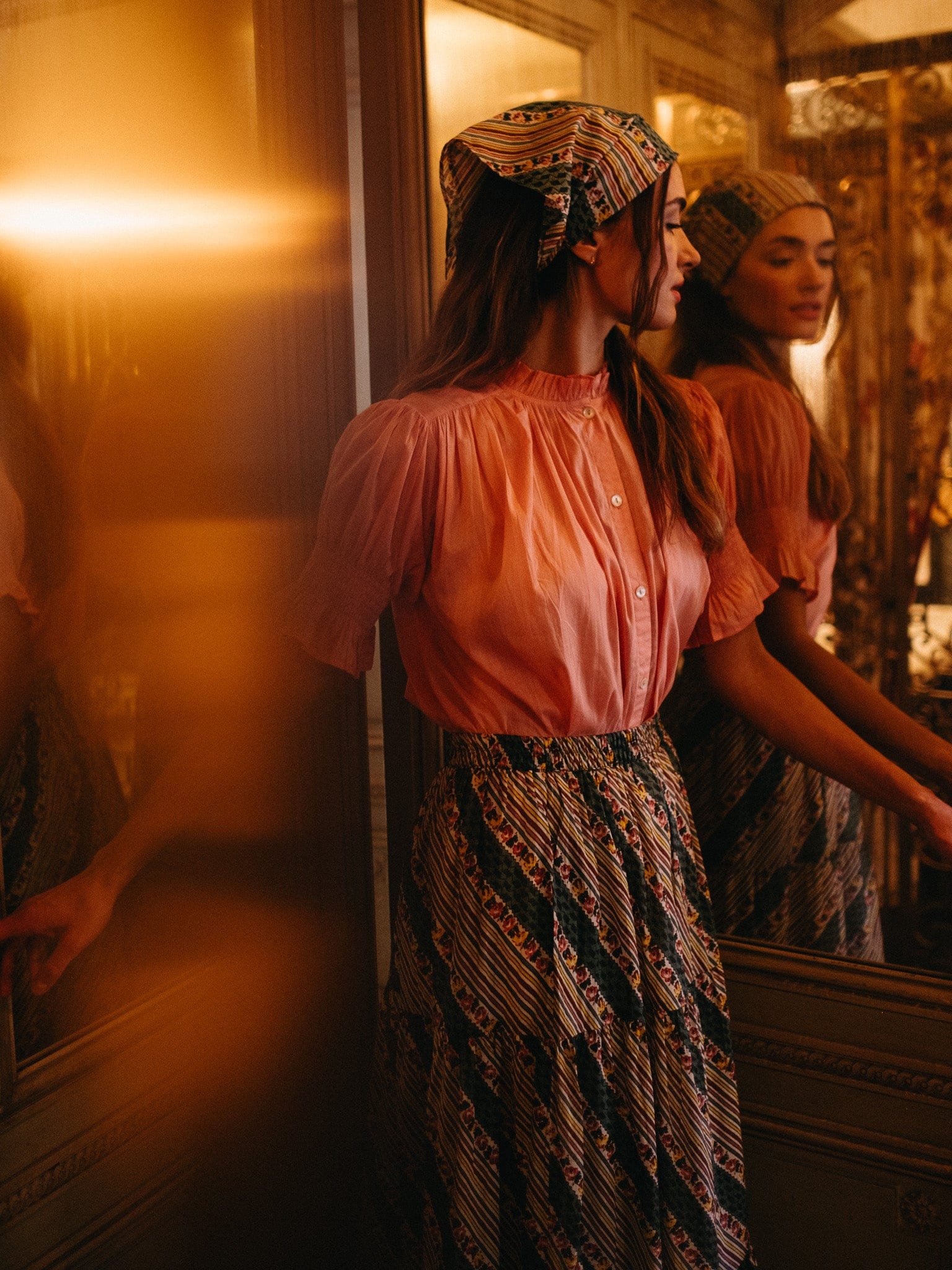 Paola Skirt in Rose Stripe