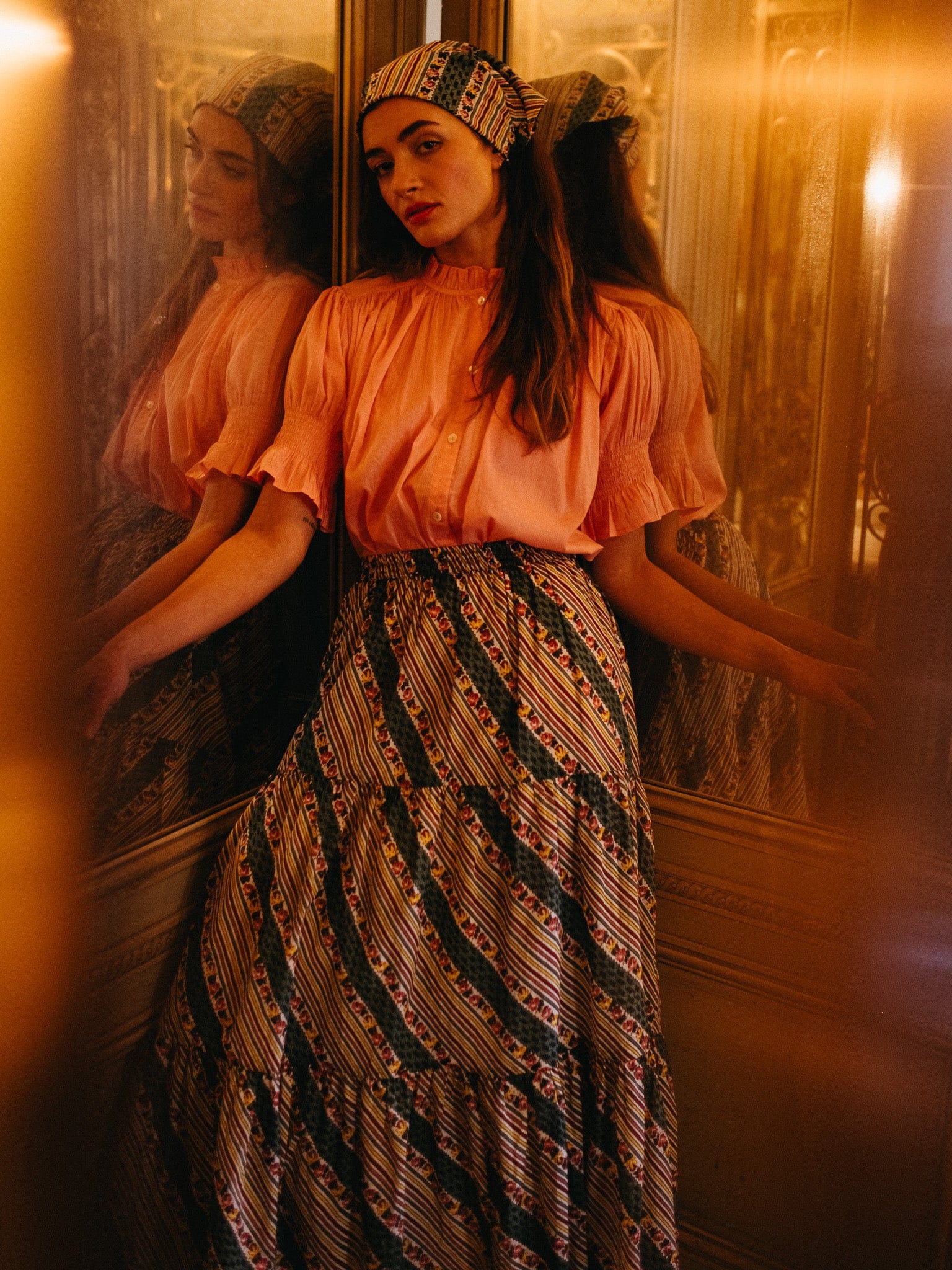 Paola Skirt in Rose Stripe
