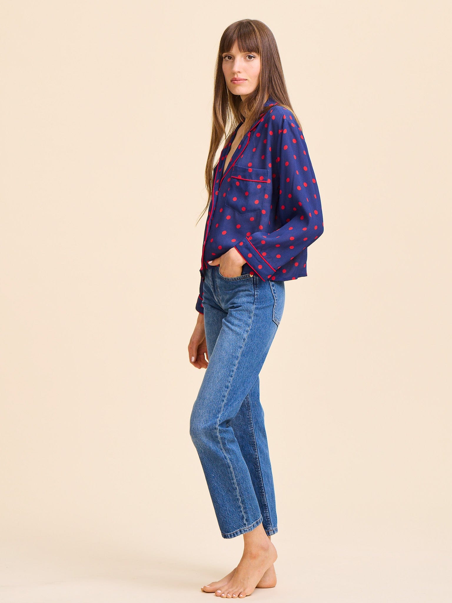 Reese Top in Navy Dot