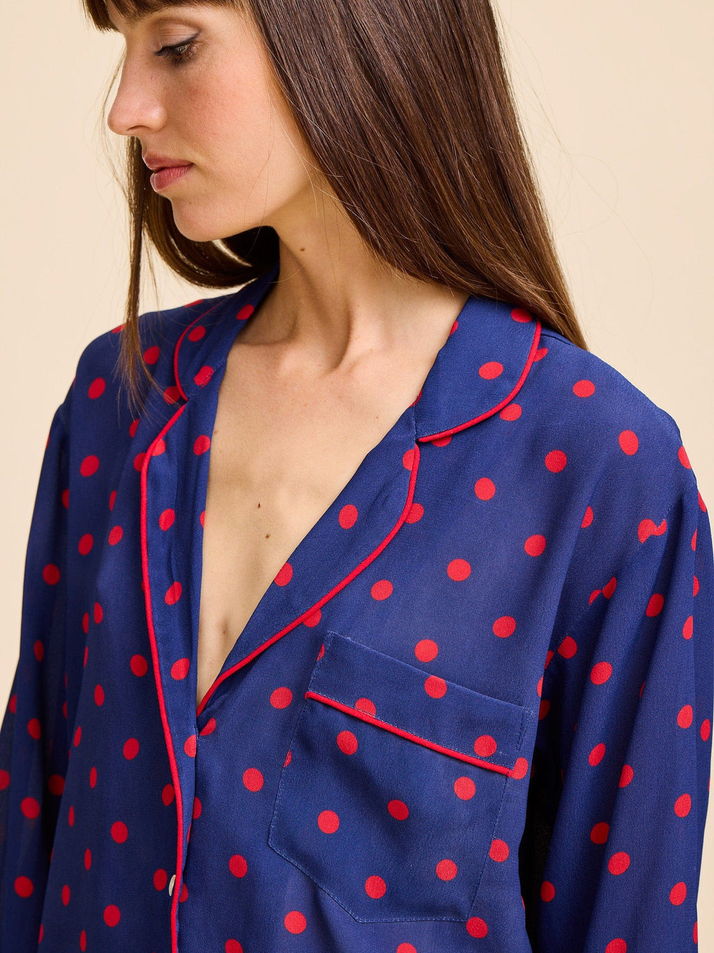 Reese Top in Navy Dot