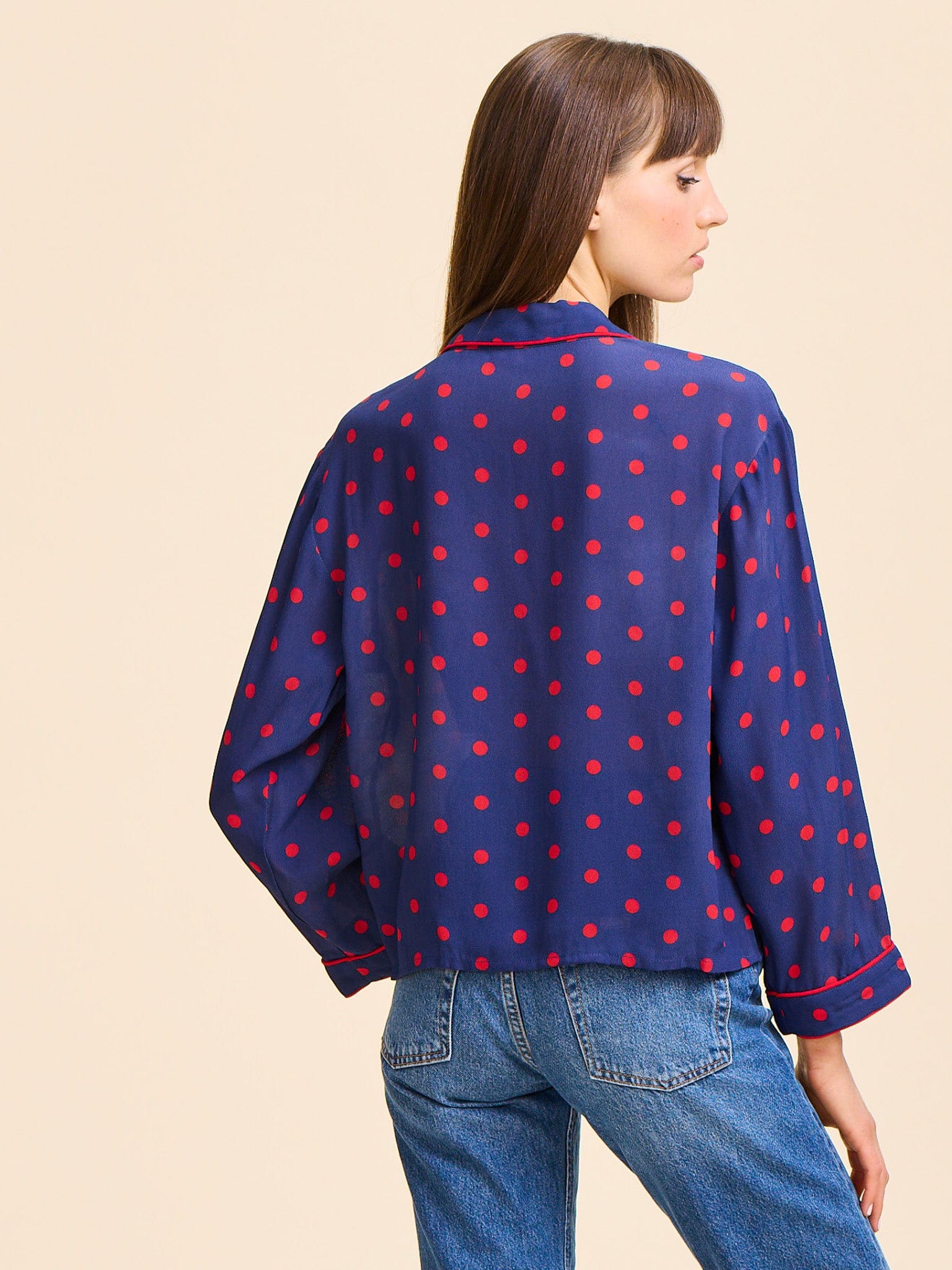 Reese Top in Navy Dot