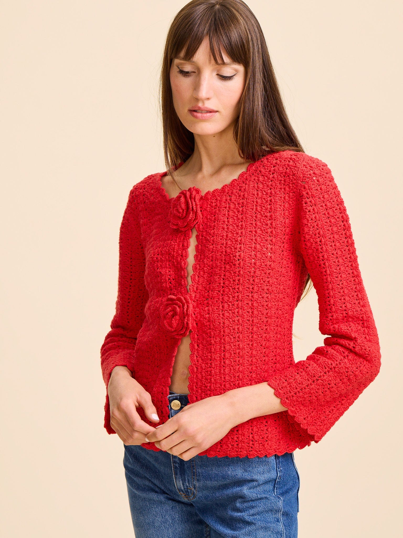 Rosita Cardigan in Scarlet