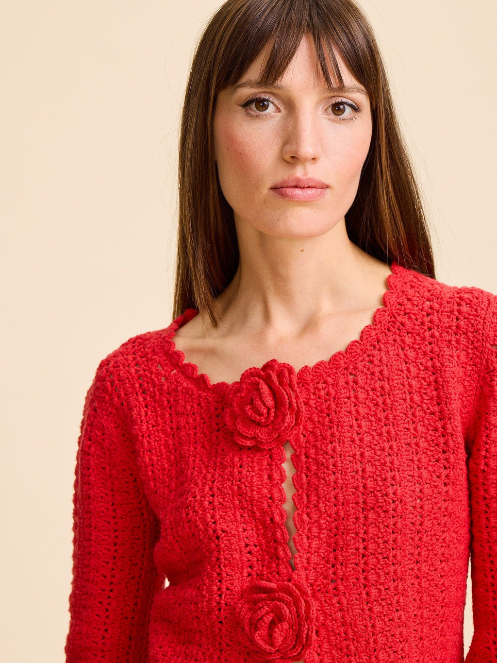 Rosita Cardigan in Scarlet