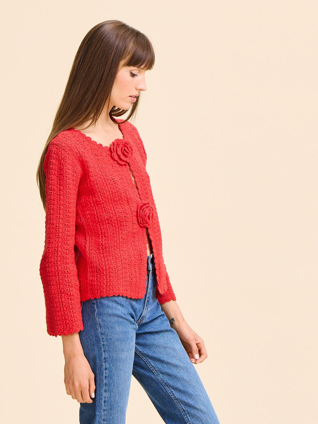 Rosita Cardigan in Scarlet