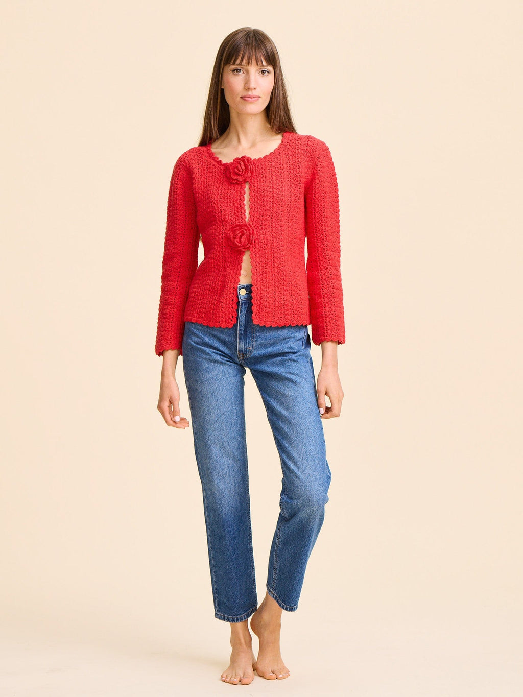 Rosita Cardigan in Scarlet