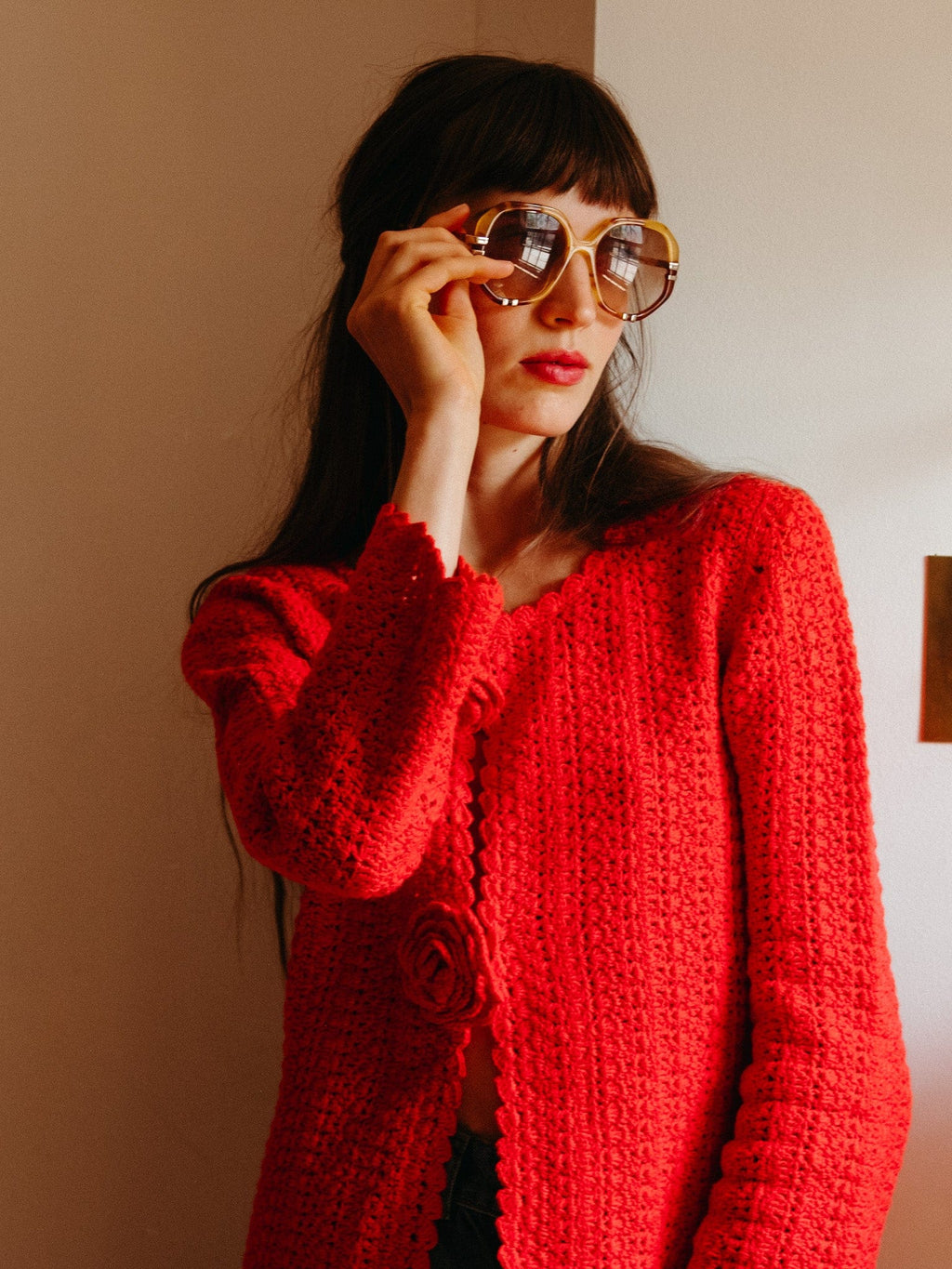 Rosita Cardigan in Scarlet