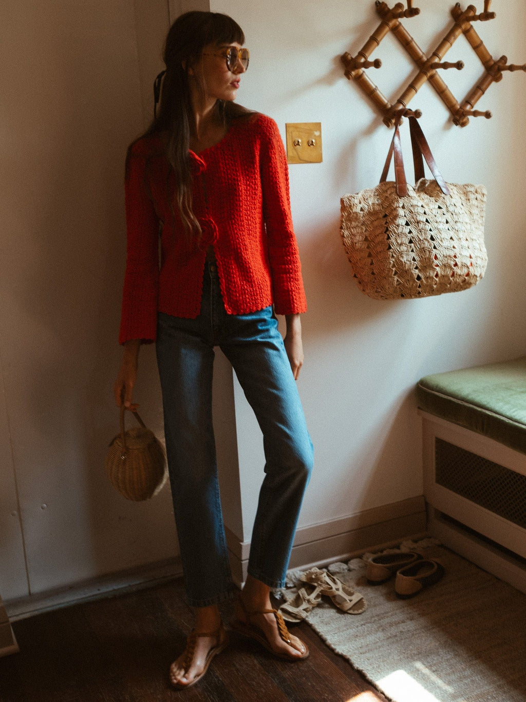 Rosita Cardigan in Scarlet