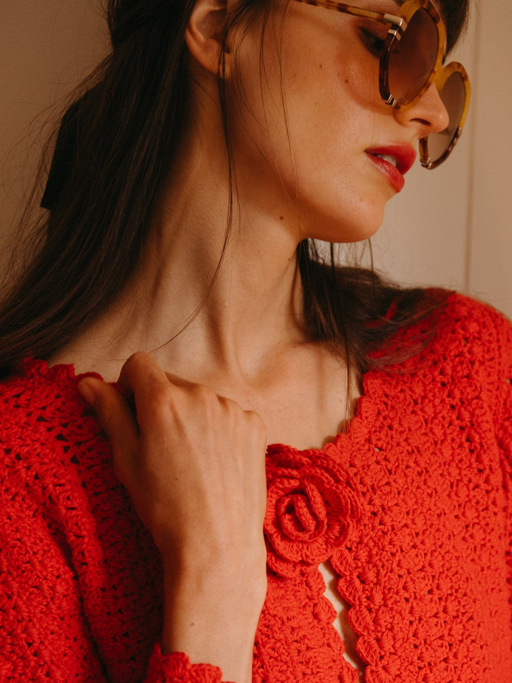 Rosita Cardigan in Scarlet