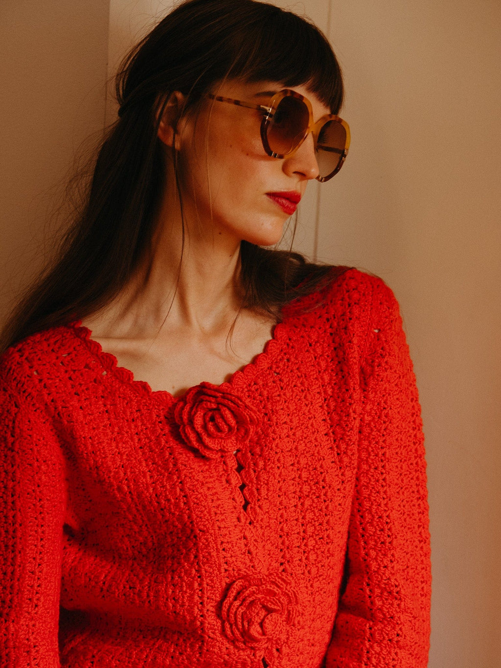 Rosita Cardigan in Scarlet